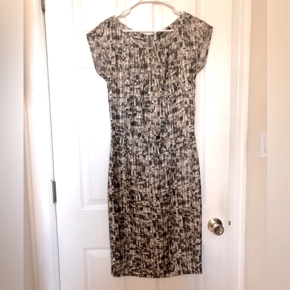 Hugo Boss Silk Dress Shift “Dauphine” Sleeveless abstract Animal geometric sz 6